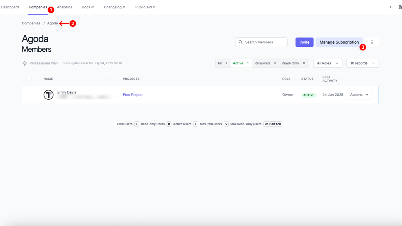 Manage Subscription